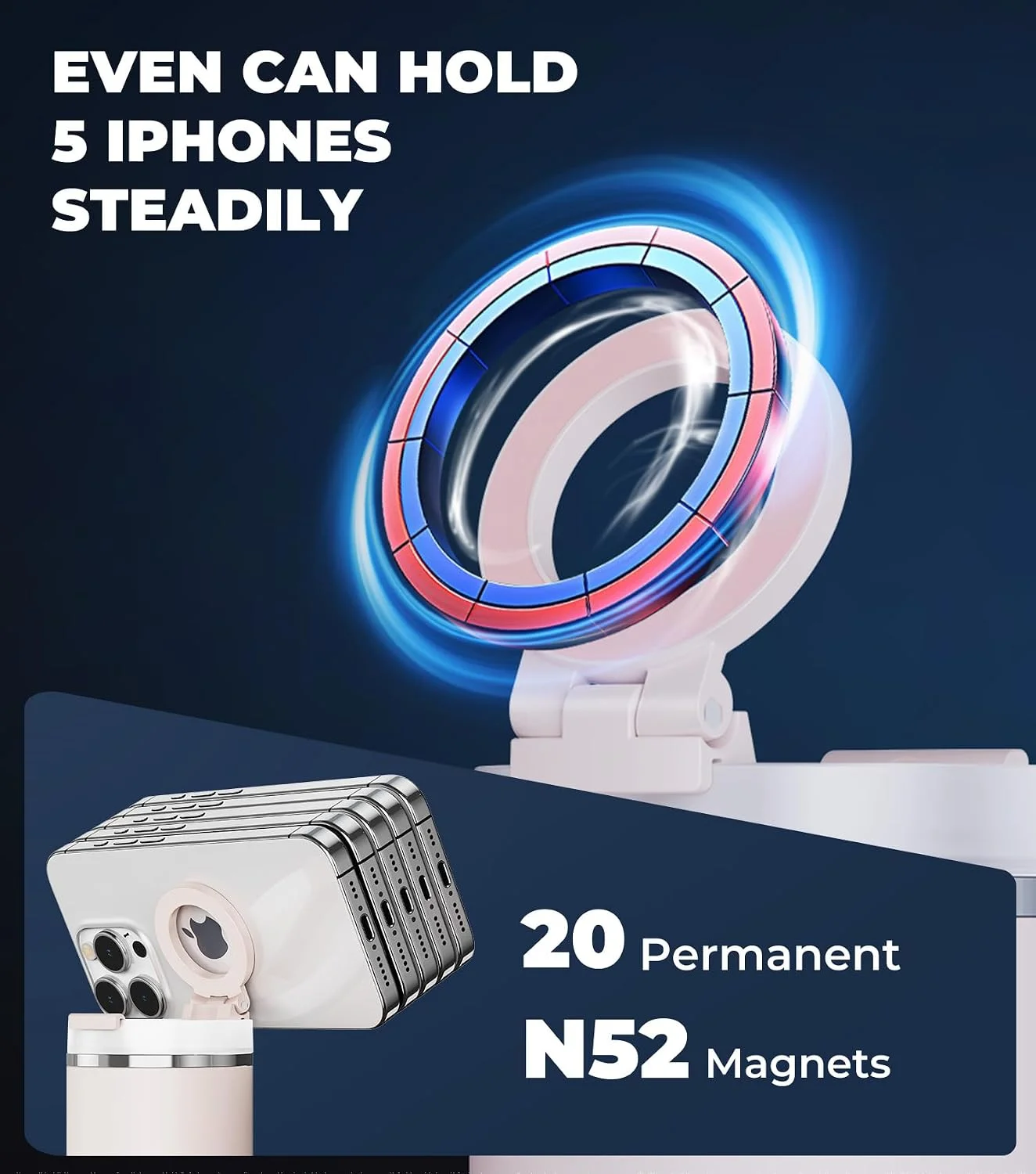 for Stanley Cup Phone Holder with Magnetic Phone Holder for Quencher H2.0 FlowState Tumbler Foldable Stand Water Bottle for Stanley Cup Accessories Hands Free for All Phones Cases product image 4