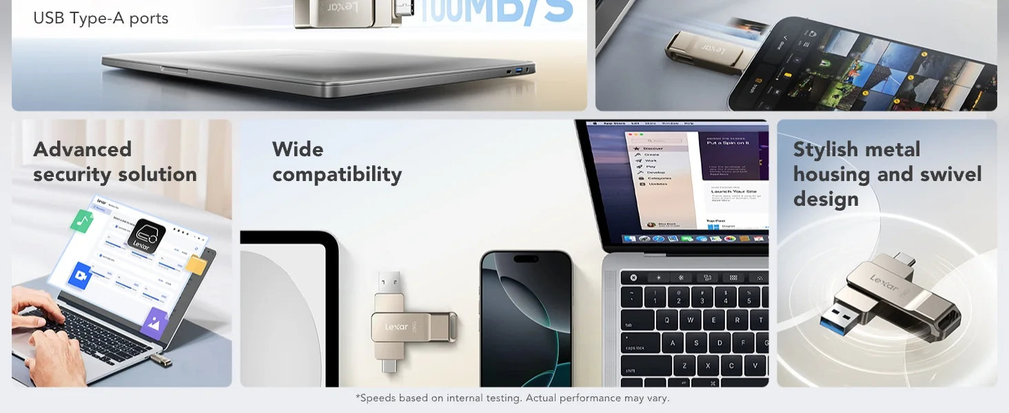 Lexar D40E 256GB Dual USB 3.2 Gen 1 Type-C Jump Drive, Champagne Silver variant image 3