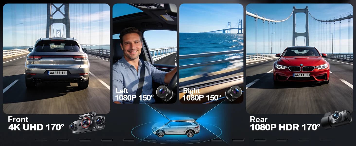 4 Channel 360° Dash Cam, 4K Front + 1080P Rear/Left/Right, 5GHz WiFi 30MB/s product image 15