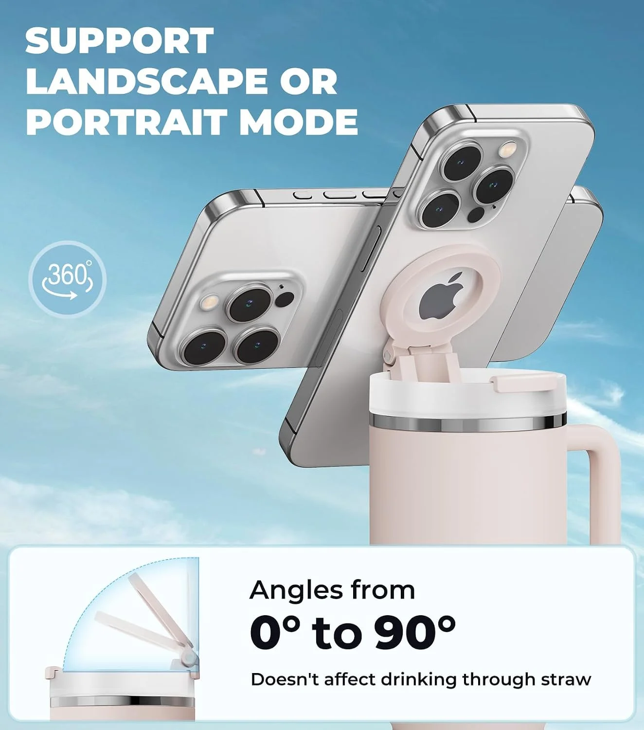 for Stanley Cup Phone Holder with Magnetic Phone Holder for Quencher H2.0 FlowState Tumbler Foldable Stand Water Bottle for Stanley Cup Accessories Hands Free for All Phones Cases product image 5