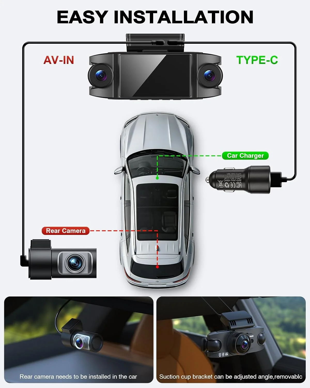 4 Channel 360° Dash Cam, 4K Front + 1080P Rear/Left/Right, 5GHz WiFi 30MB/s product image 9
