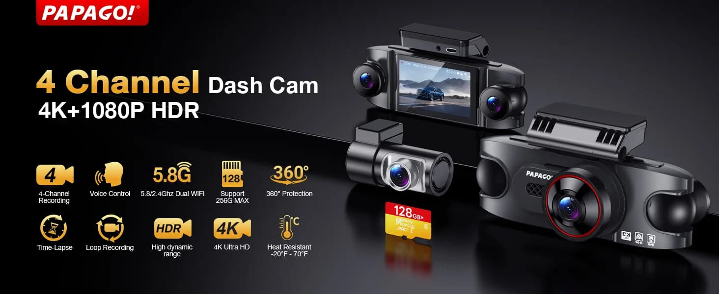 4 Channel 360° Dash Cam, 4K Front + 1080P Rear/Left/Right, 5GHz WiFi 30MB/s product image 14