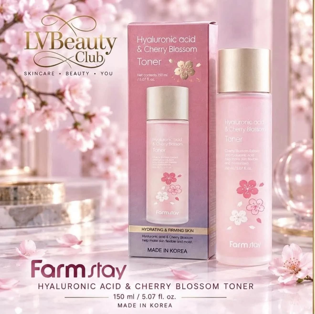 🌸 Farmstay Hyaluronic Acid & Cherry Blossom Toner 🌸